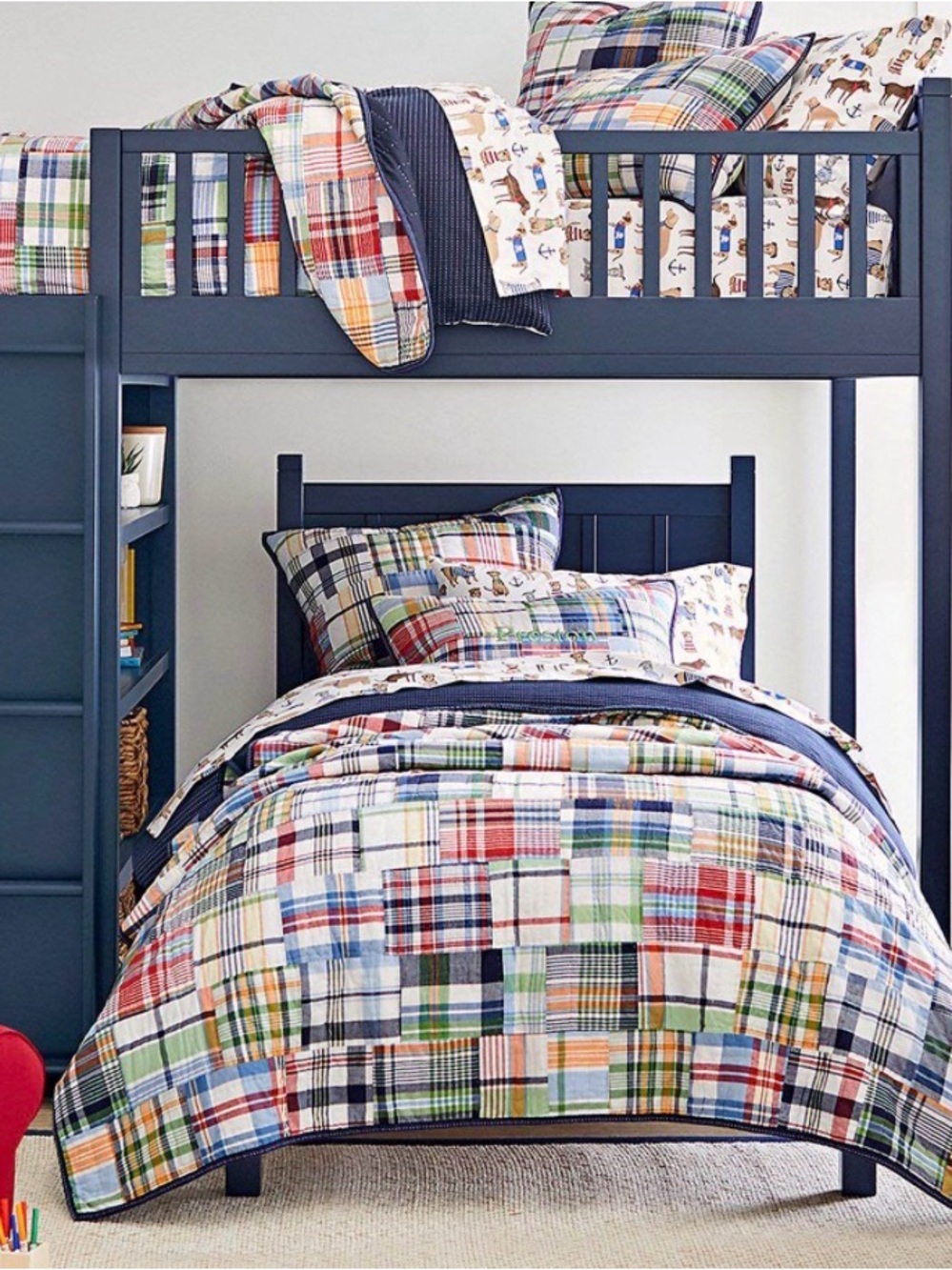 Pottery Barn Kids Madras Twin Patchwork Quilt